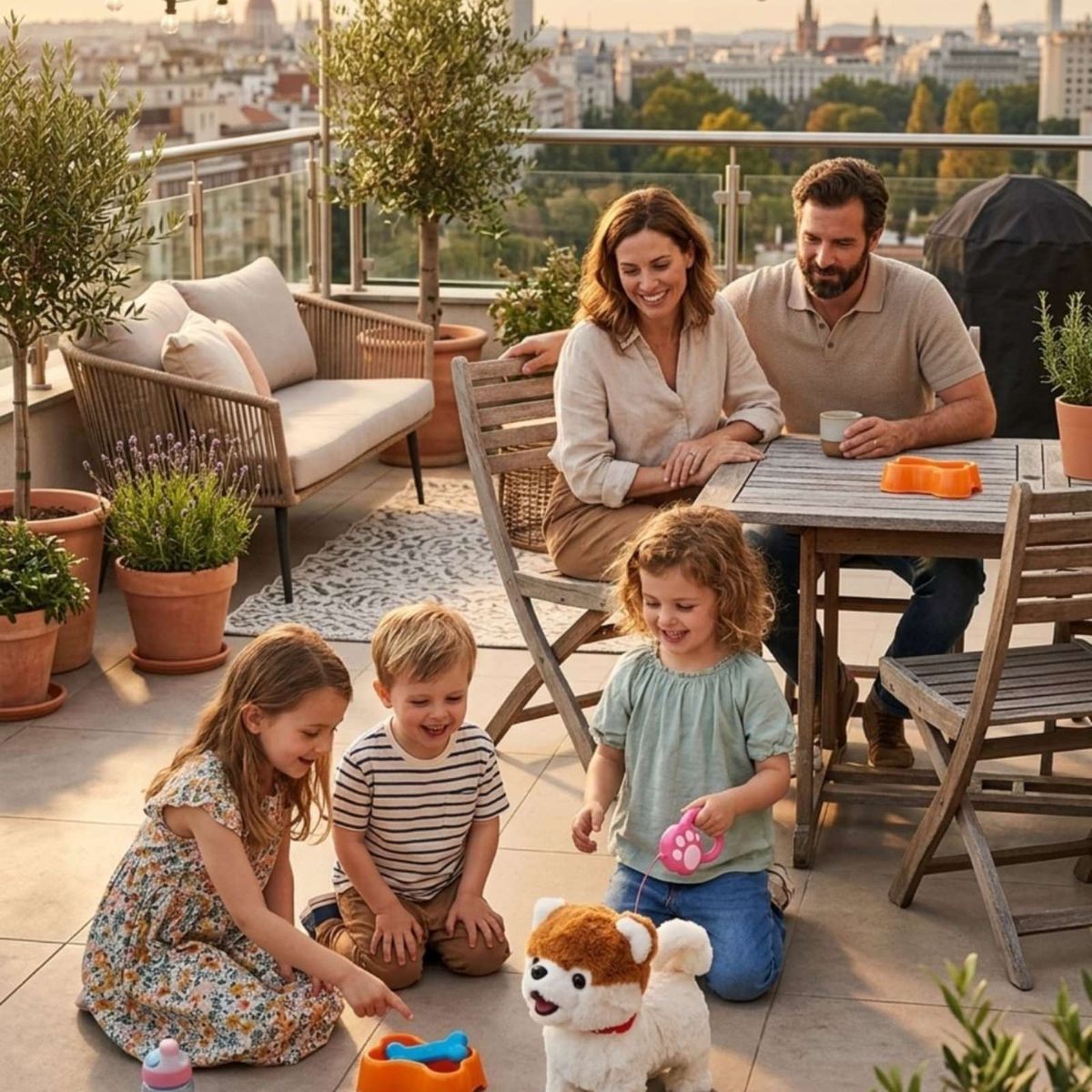 GENERICO - Perrito peluche color cafe Interactivo con Correa y Accesorios  para Jugar y Cuidar