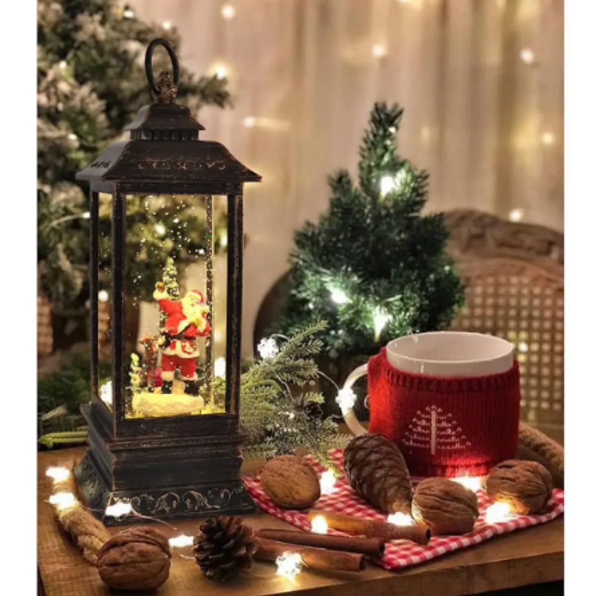 GENERICO - Farol Lámpara Adorno Navidad Musical Santa Nieve