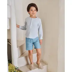 DADATI - Camisa niño en cuadro vichy azul pastel