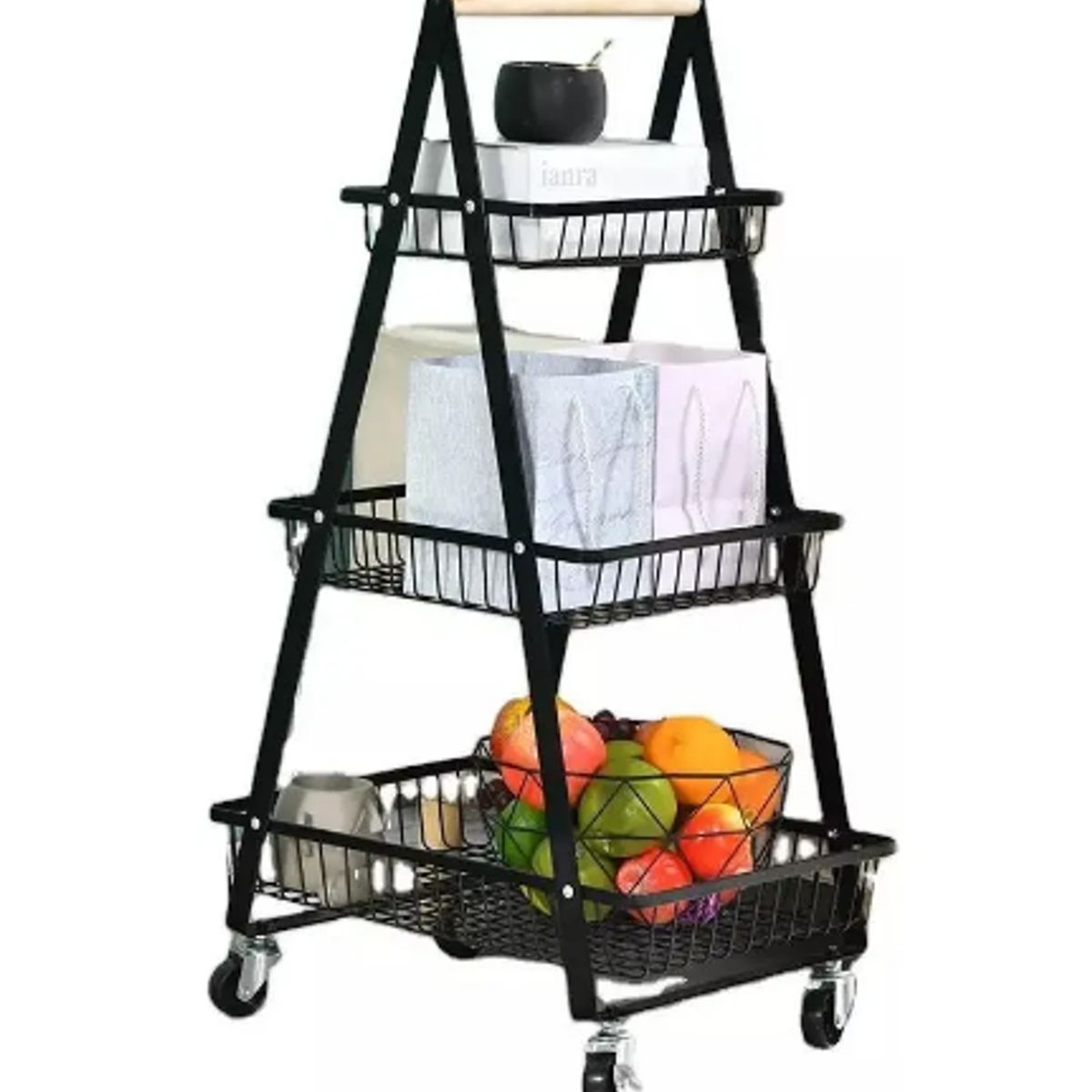 GENERICO - Carro Organizador De Ruedas Canasto Multifuncional 3 Niveles