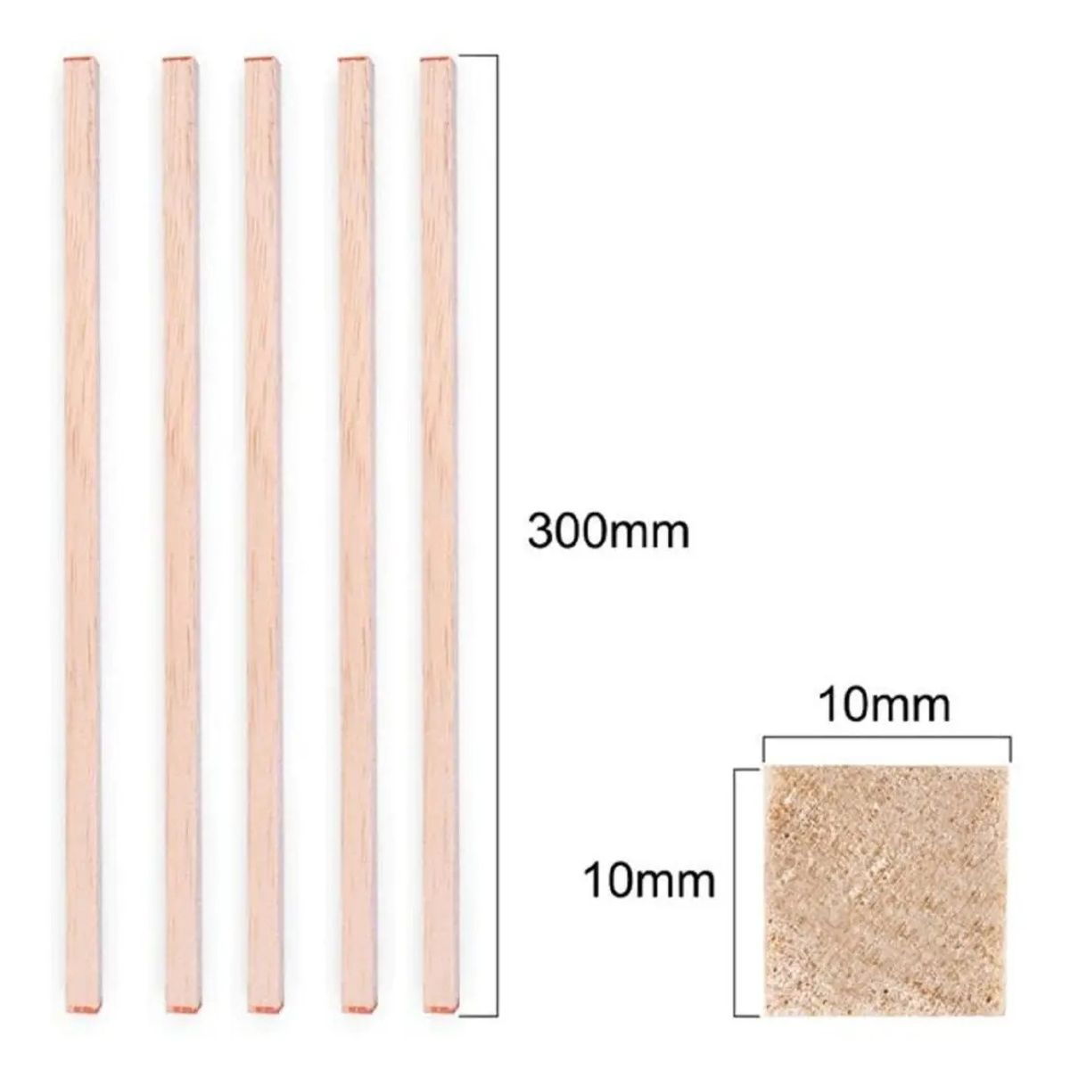 GENERICO - Madera De Balsa 300 X 10 X 10 mm 5 un…