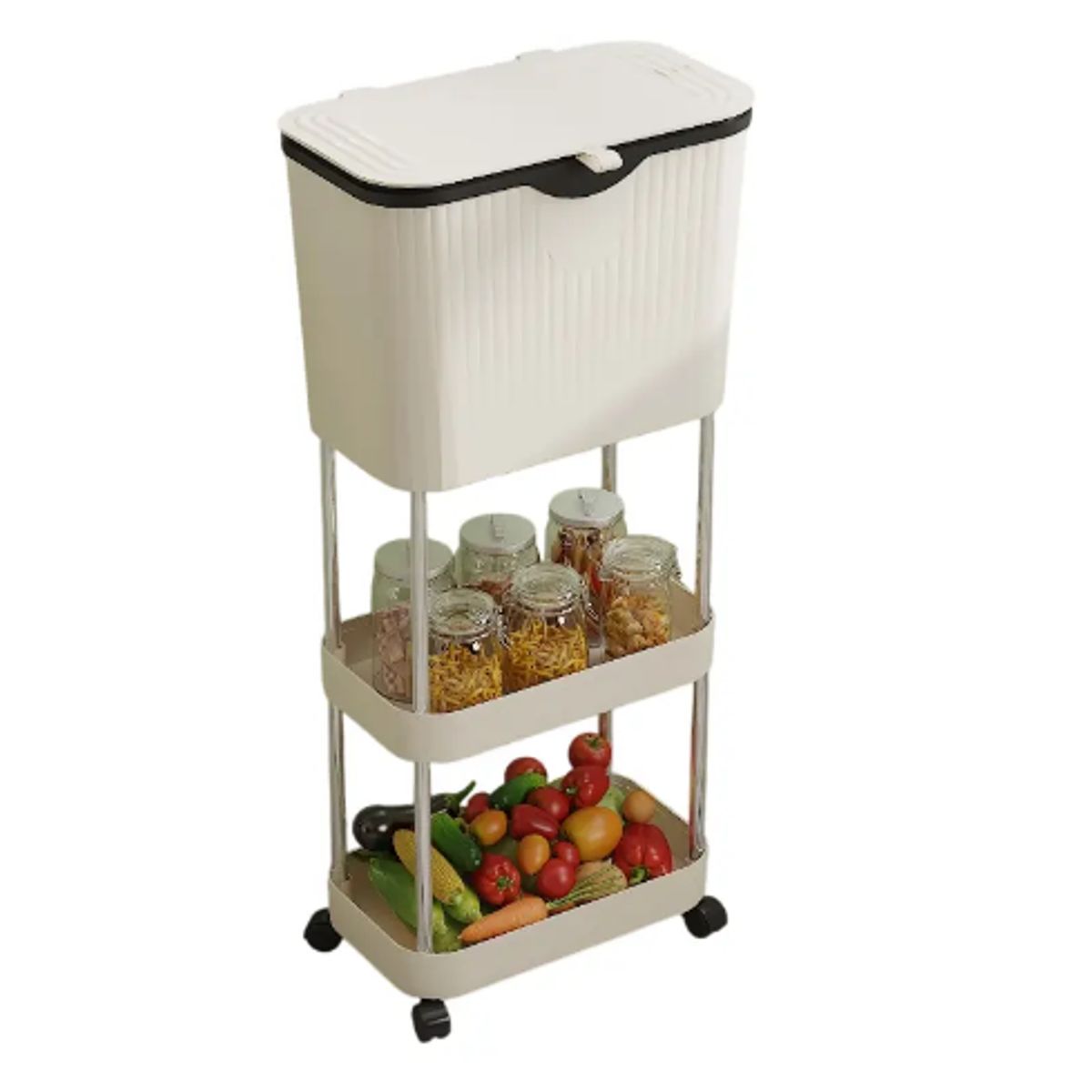 GENERICO - Contenedor Organizador 3 Niveles Con Ruedas