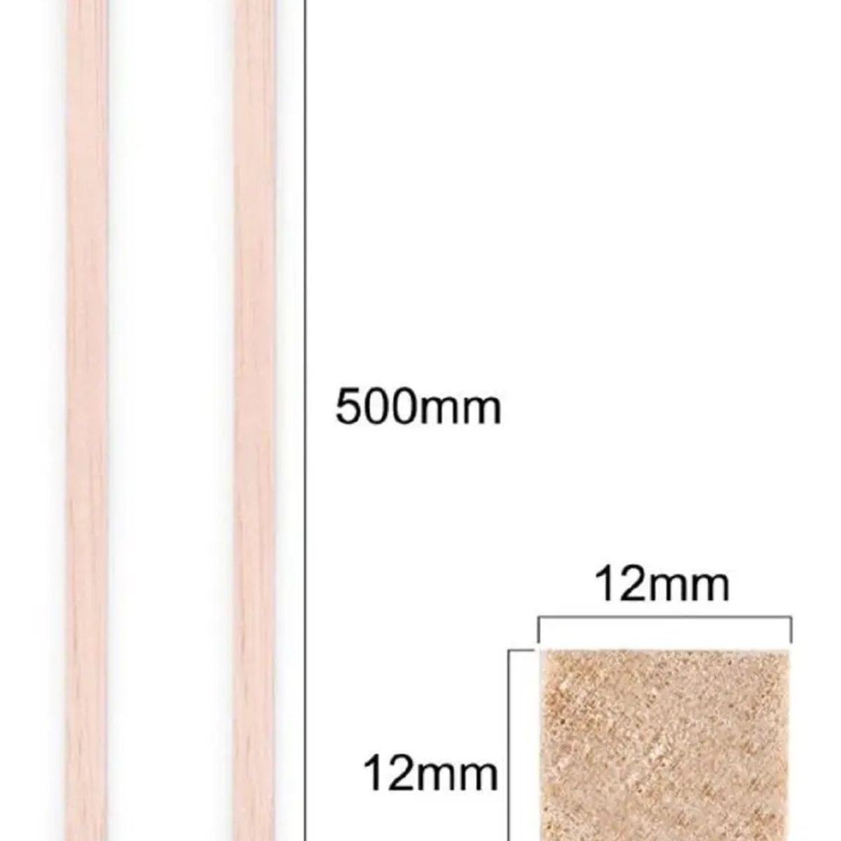 GENERICO - Madera De Balsa 500 X 12 X 12 mm 2 un