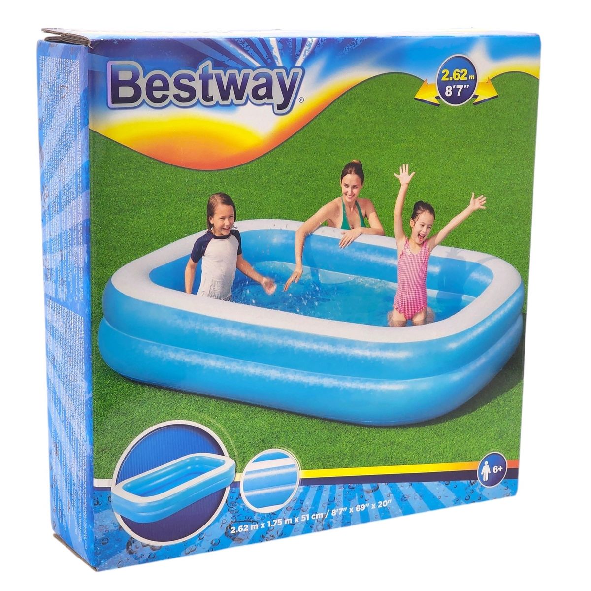 BESTWAY - Piscina Inflable Rectangular 2.62m Azul Bestway