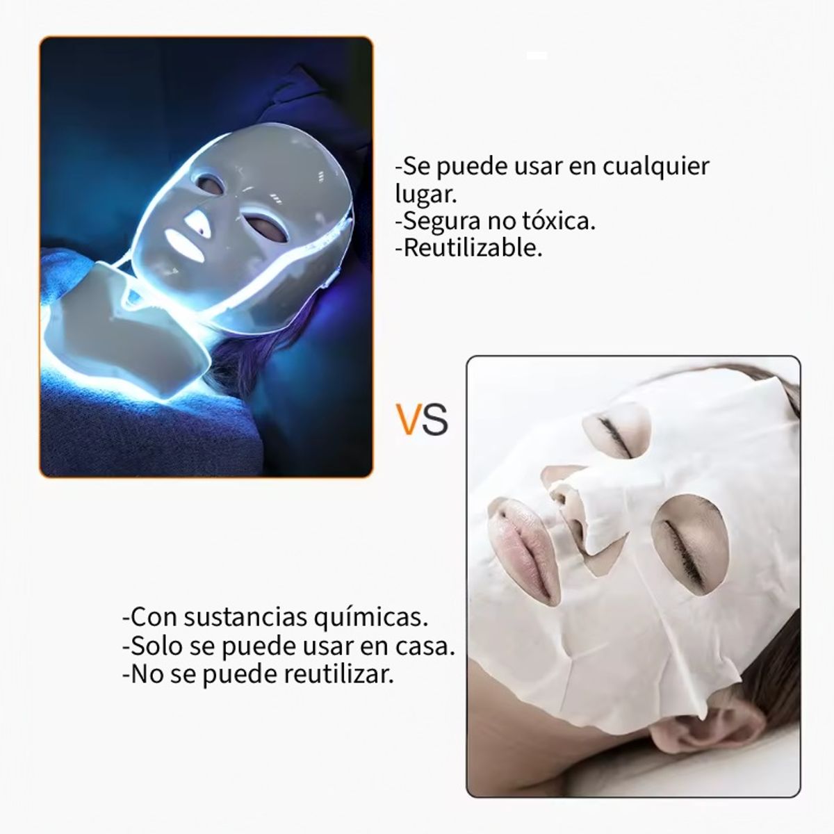 MOVI - Mascara rostro y cuello Led para terapia de luz 7 colores