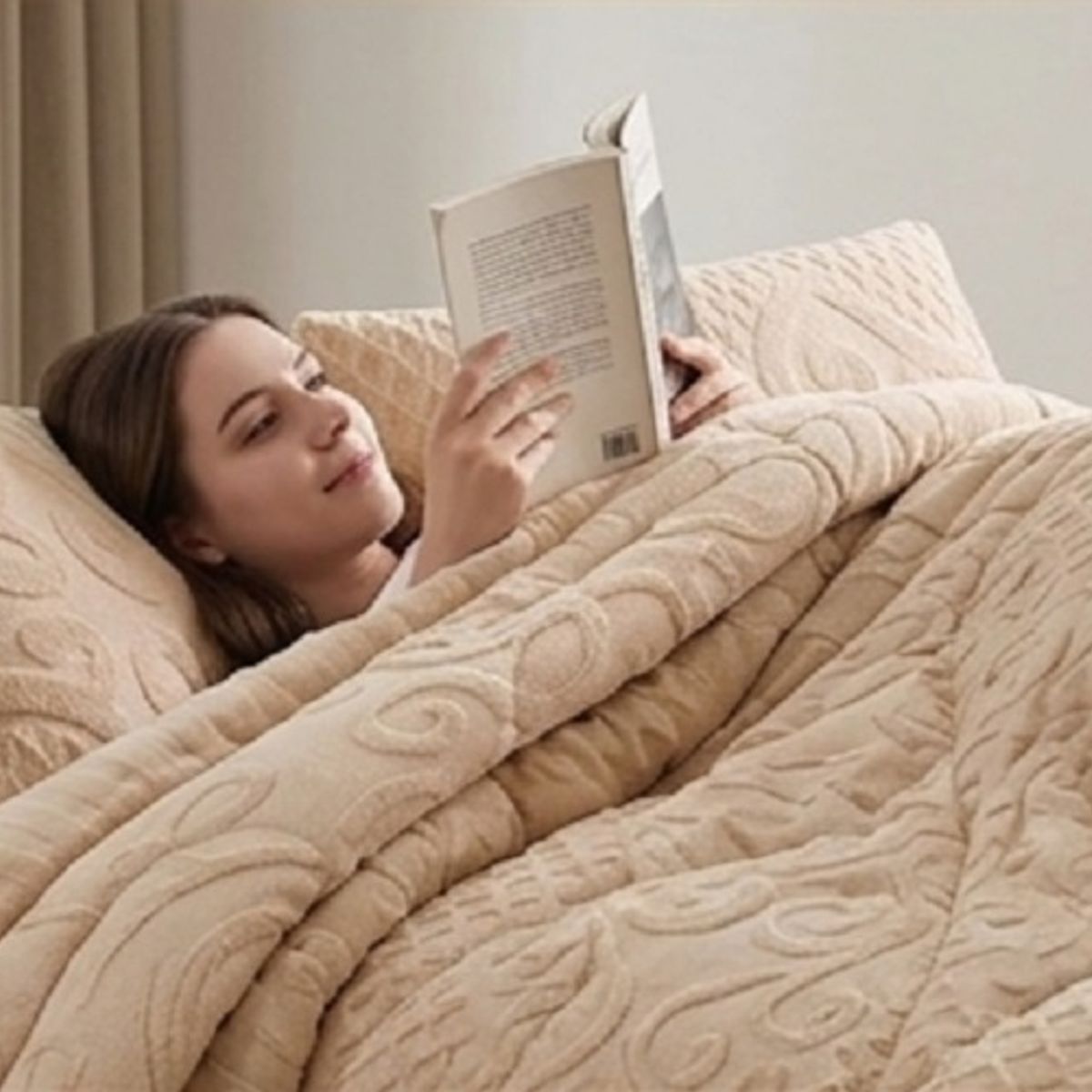 GENERICO - COBERTOR DE INVIERNO REVERSIBLE PLUSH 2 PLAZA DISEÑO RELIEVE  ALS