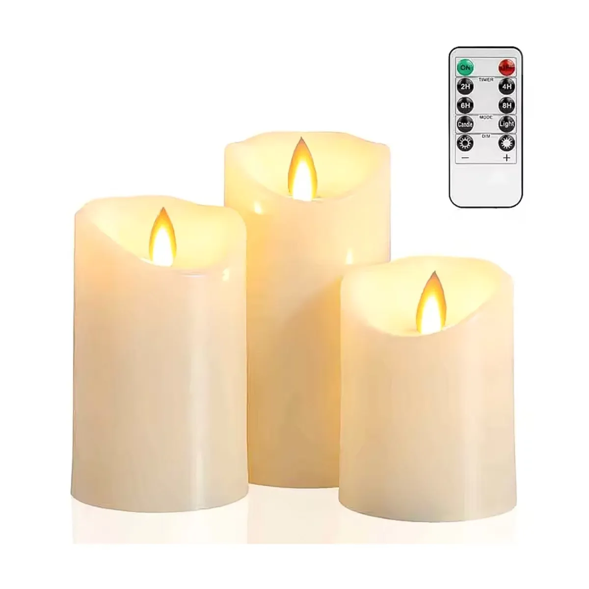 MOVI - Kit de 3 Velas LED Efecto Llama Real con Control Remoto