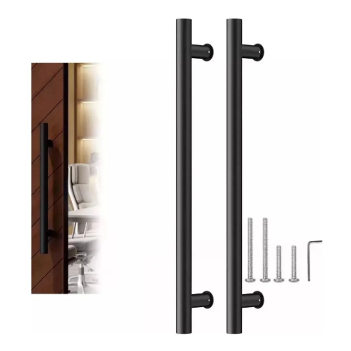 GENERICO - Manillon Doble Acero Inoxid 100cm Para Puerta Madera Cristal