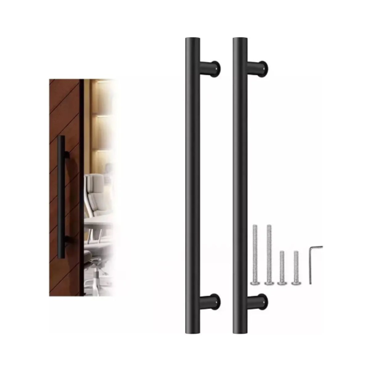 GENERICO - Manillon Doble Acero Inoxid 100cm Para Puerta Madera Cristal