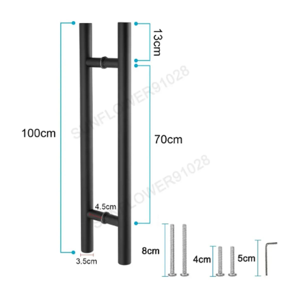 GENERICO - Manillon Doble Acero Inoxid 100cm Para Puerta Madera Cristal