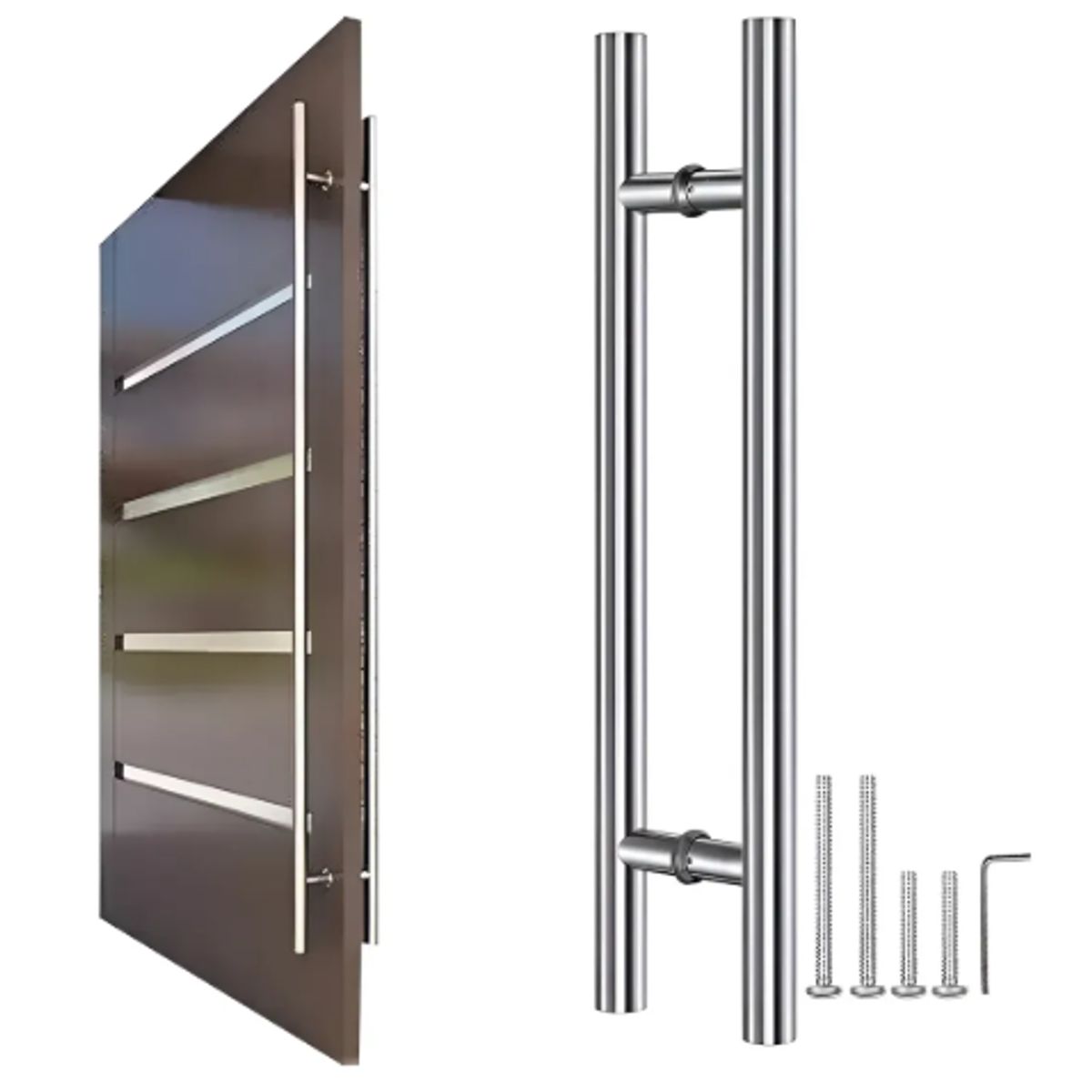 GENERICO - Manillon Doble Acero Inoxid 100cm Para Puerta Madera Cristal
