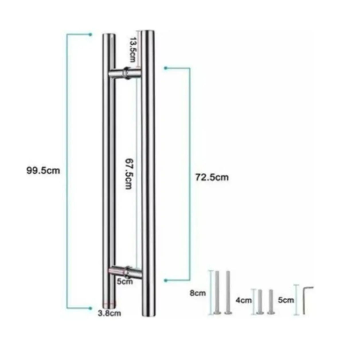 GENERICO - Manillon Doble Acero Inoxid 100cm Para Puerta Madera Cristal