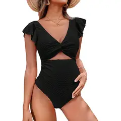 PUREPOWER - Traje de baño de maternidad de una pieza con parte delantera cruzada para embarazo-L