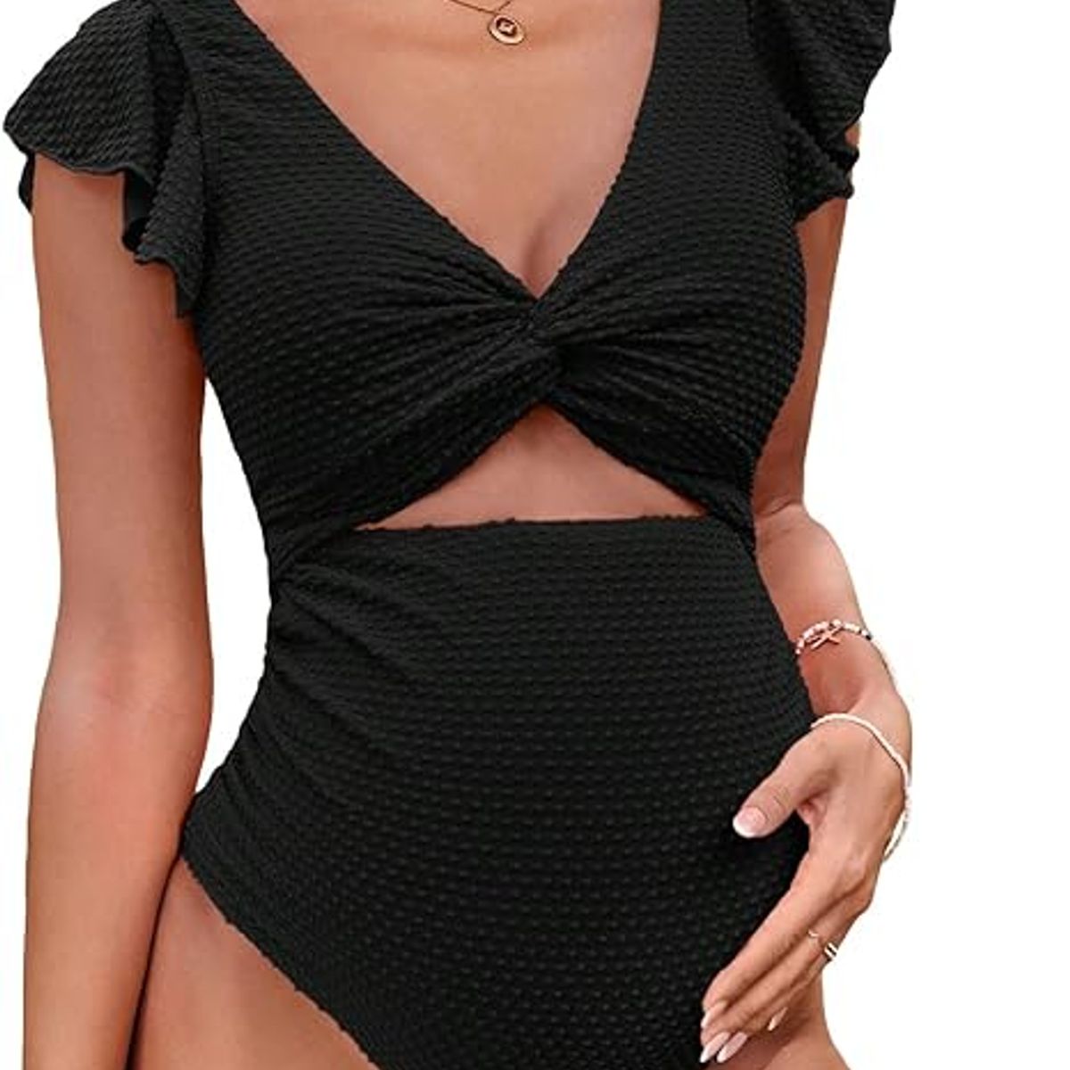 PUREPOWER - Traje de baño de maternidad de una pieza con parte delantera cruzada para embarazo-XL