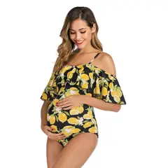PUREPOWER - Traje de baño de maternidad de una pieza con parte delantera cruzada para embarazo-S