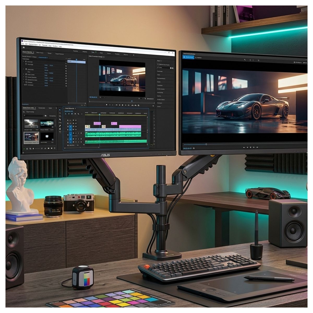 MALIK - Soporte Doble Monitor NB-H180 17-35 Ergonómico