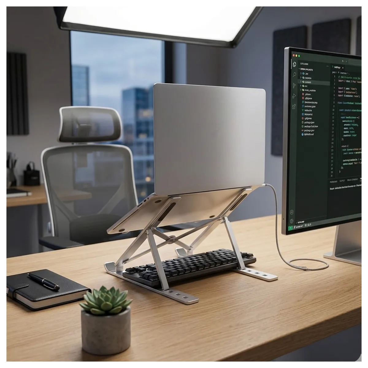 MALIK - Soporte Base Notebook P1 Ajustable Escritorio Ergonómico