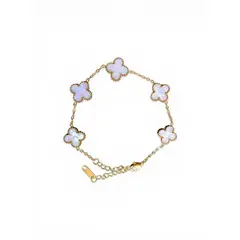 GENERICO - Pulsera Trébol dorado con esmaltado blanco