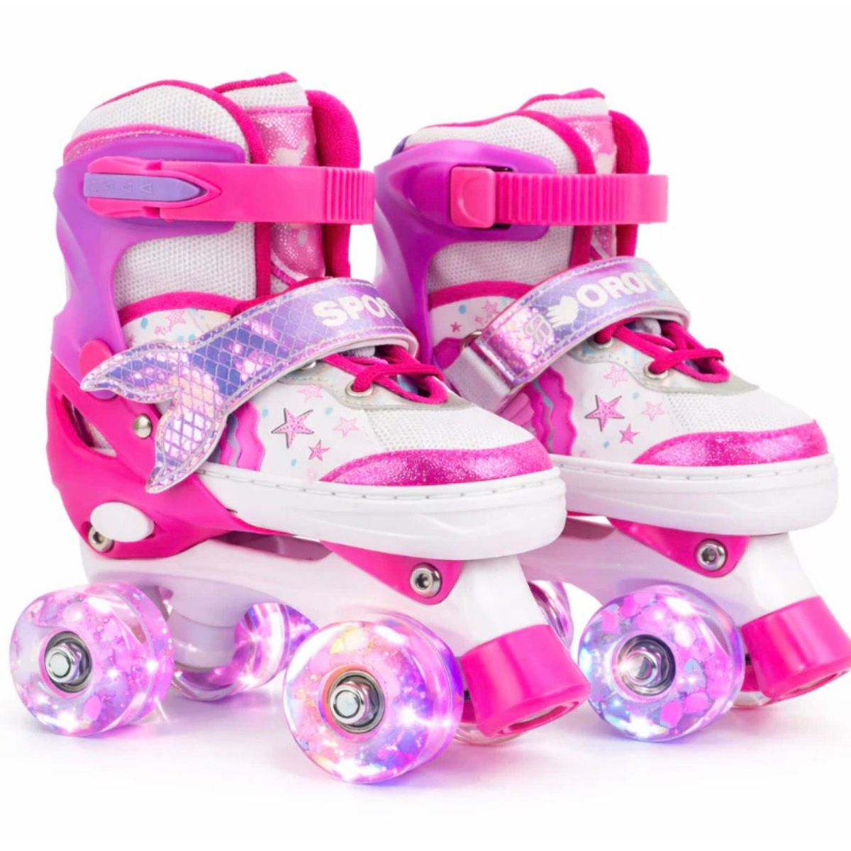 GENERICO - Patines 4 Ruedas Fucsia luces Led Talla M