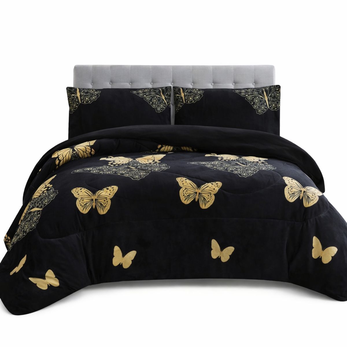 GENERICO - Cubrecama de Invierno Plush con Chiporro 2 Plazas Negro 247