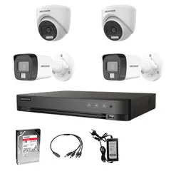 HIKVISION - Kit Cámara 4 Cámaras Dual Light_Full Color Noche_Disco
