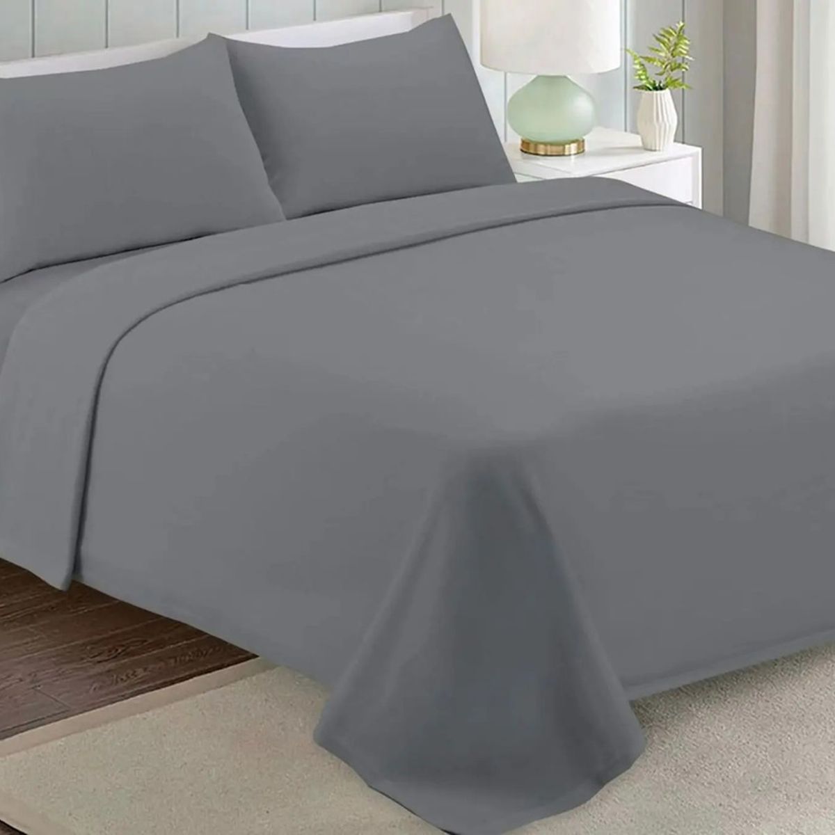 GENERICO - Set Sabanas Polar Franela 2 Plazas Color Gris