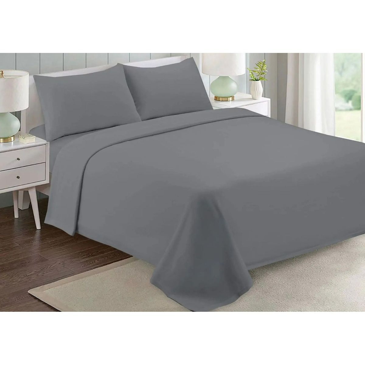 GENERICO - Set Sabanas Polar Franela 2 Plazas Color Gris