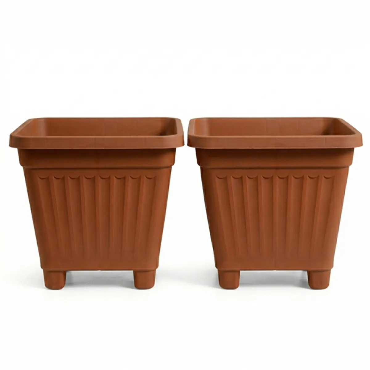 GENERICO - Pack 2 Maceteros Plástico Cuadrado Terracota 50 cm