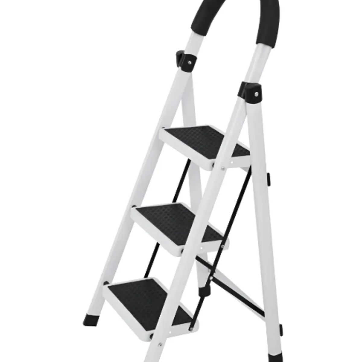 GENERICO - Escalera Taburete Plegable  3 Peldaños Antideslizantes Color Blanco