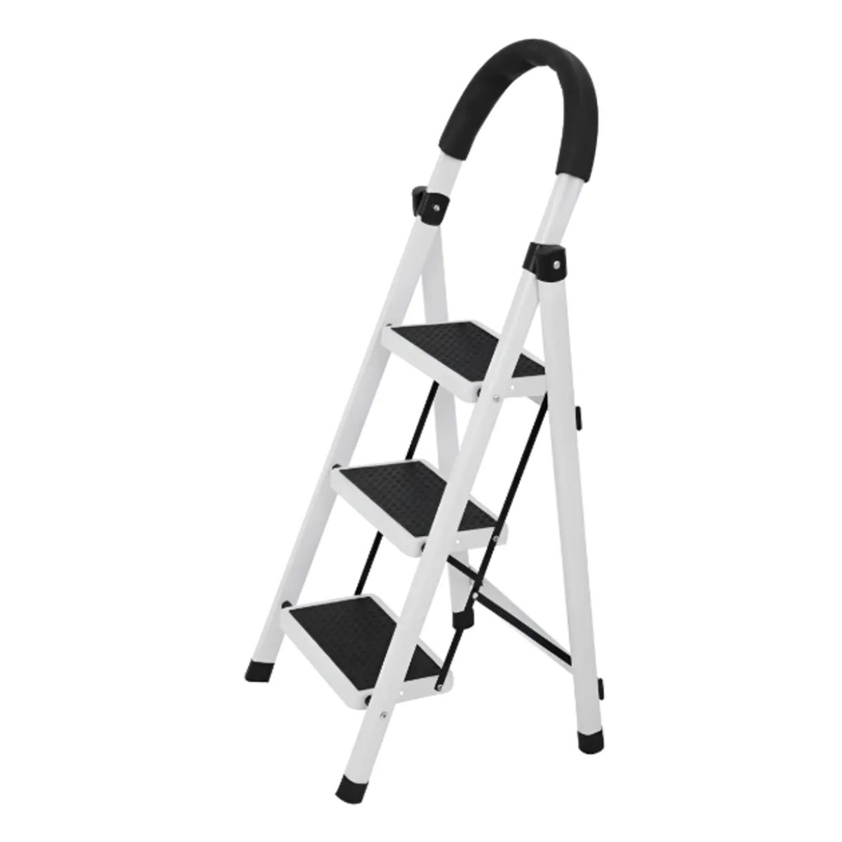 GENERICO - Escalera Taburete Plegable  3 Peldaños Antideslizantes Color Blanco