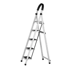 GENERICO - Escalera Plegable De Aluminio 5 Peldaños Color Blanco