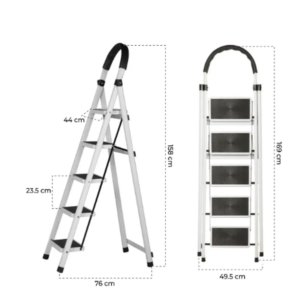 GENERICO - Escalera Plegable De Aluminio 5 Peldaños Color Blanco