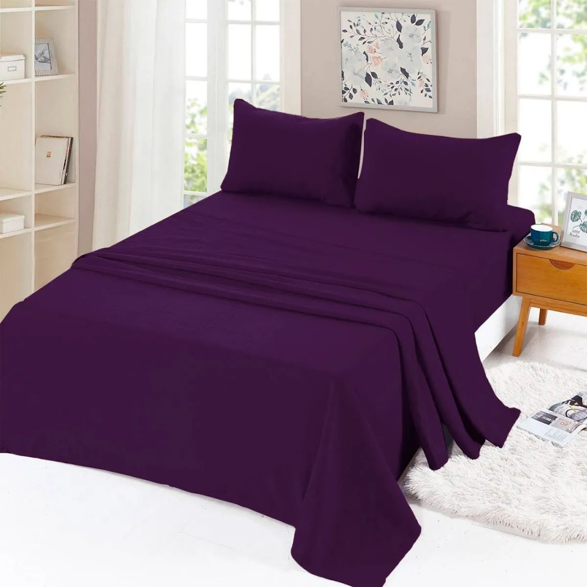 GENERICO - Set Sabanas Polar Franela 2 Plazas Color Violeta