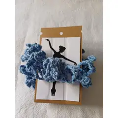 GENERICO - Scrunchie - Colet tejido a crochet para el cabello - celeste