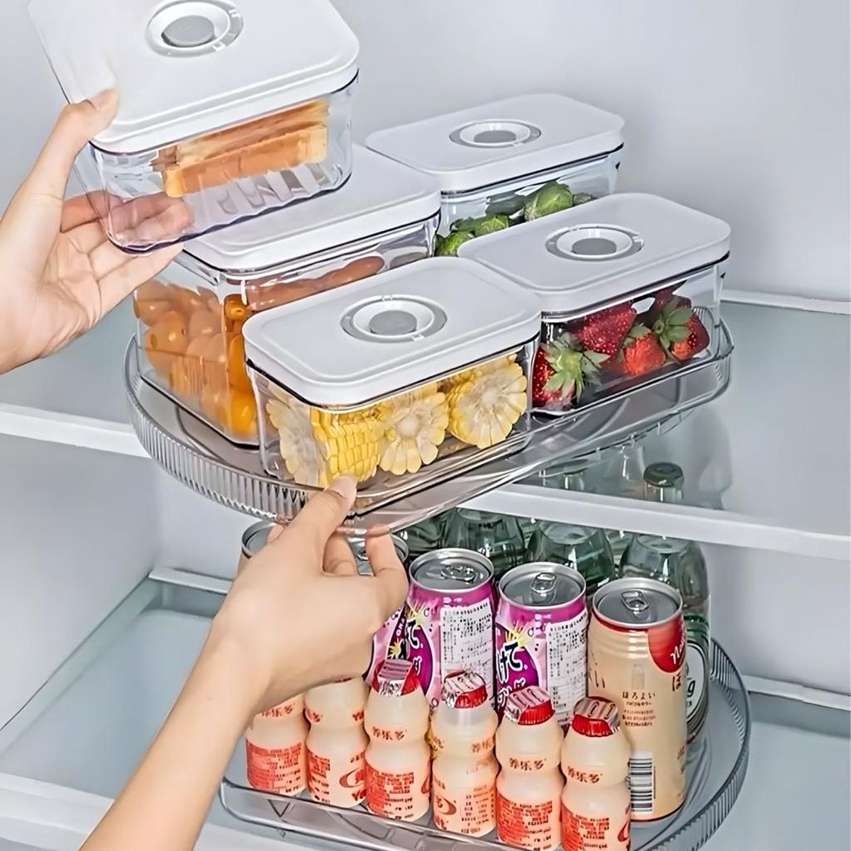 GENERICO - Bandeja Organizadora Giratoria 360° Para Refrigeradorfrigorífico
