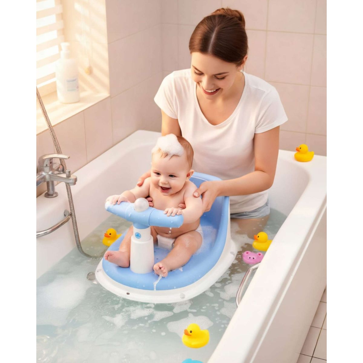 GENERICO - Silla De Baño Para Bebe Con Sonidos Y Manubrio Didáctico color azul