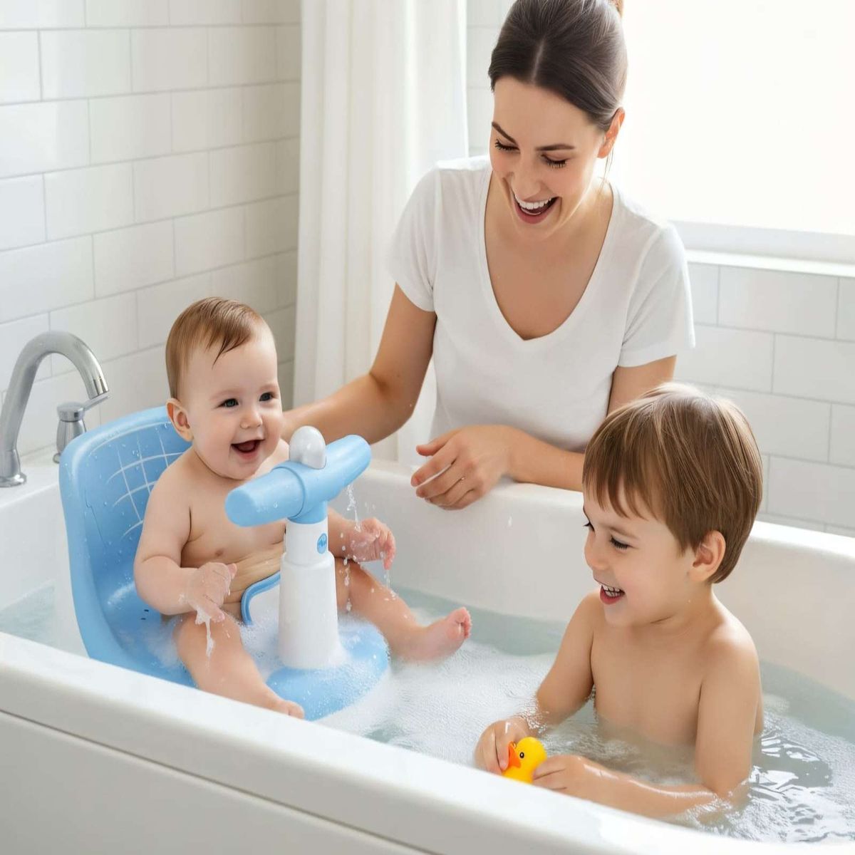 GENERICO - Silla De Baño Para Bebe Con Sonidos Y Manubrio Didáctico color azul