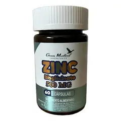 GREEN MEDICAL - Bisglicinato De Zinc Gm 1 Frasco 60 Caps. Alta Absorcion