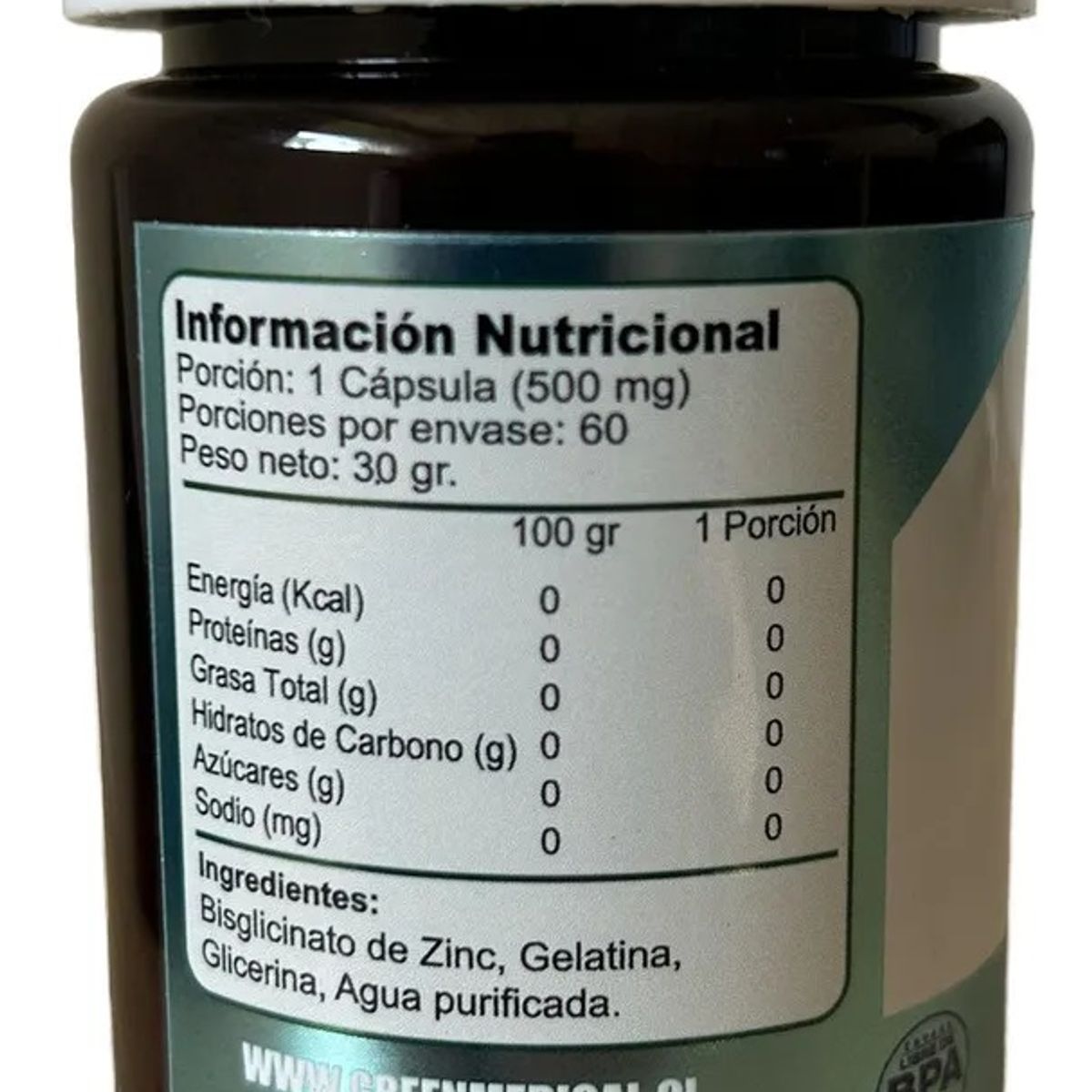 GREEN MEDICAL - Bisglicinato De Zinc Gm 1 Frasco 60 Caps. Alta Absorcion