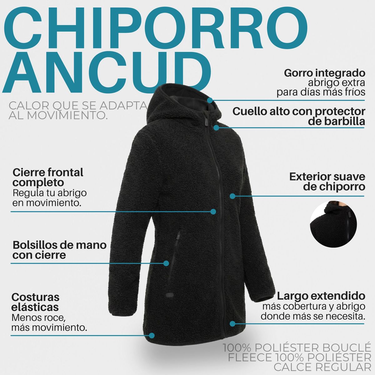 KANO - Polar y Chiporro Mujer Kano Ancud con Gorro y Bolsillos