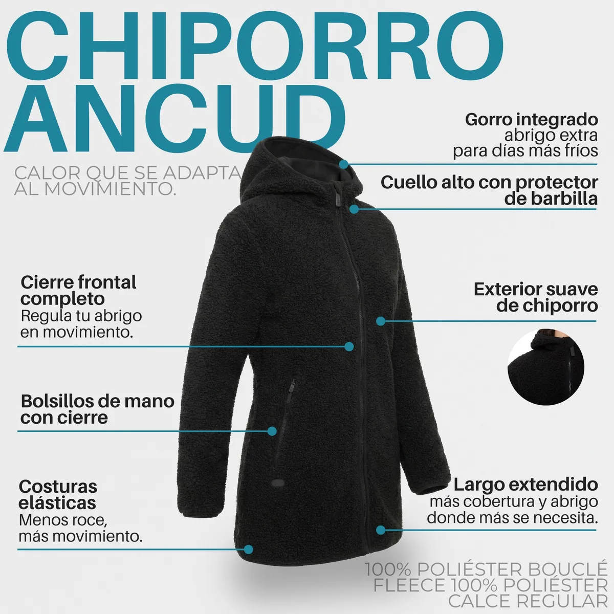 KANO - Polar y Chiporro Mujer Kano Ancud con Gorro y Bolsillos