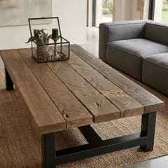 NSCOMPANY - Mesa De Centro Glamourama - 140 X 70 Cm Roble de demolicion