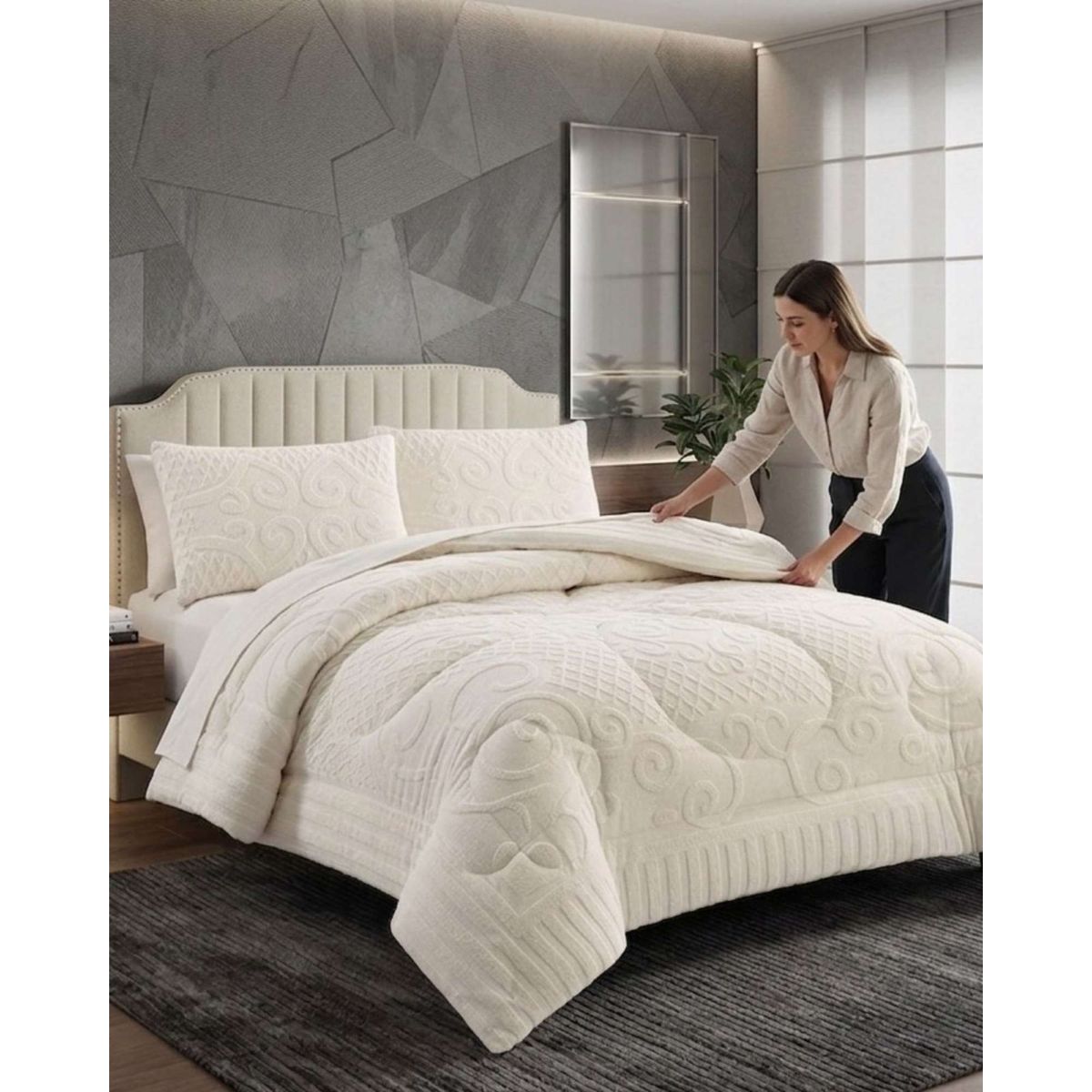 GENERICO - Cubrecama Edredon de Polar Ultra Suave Colección Confort Premium 2 Plazas