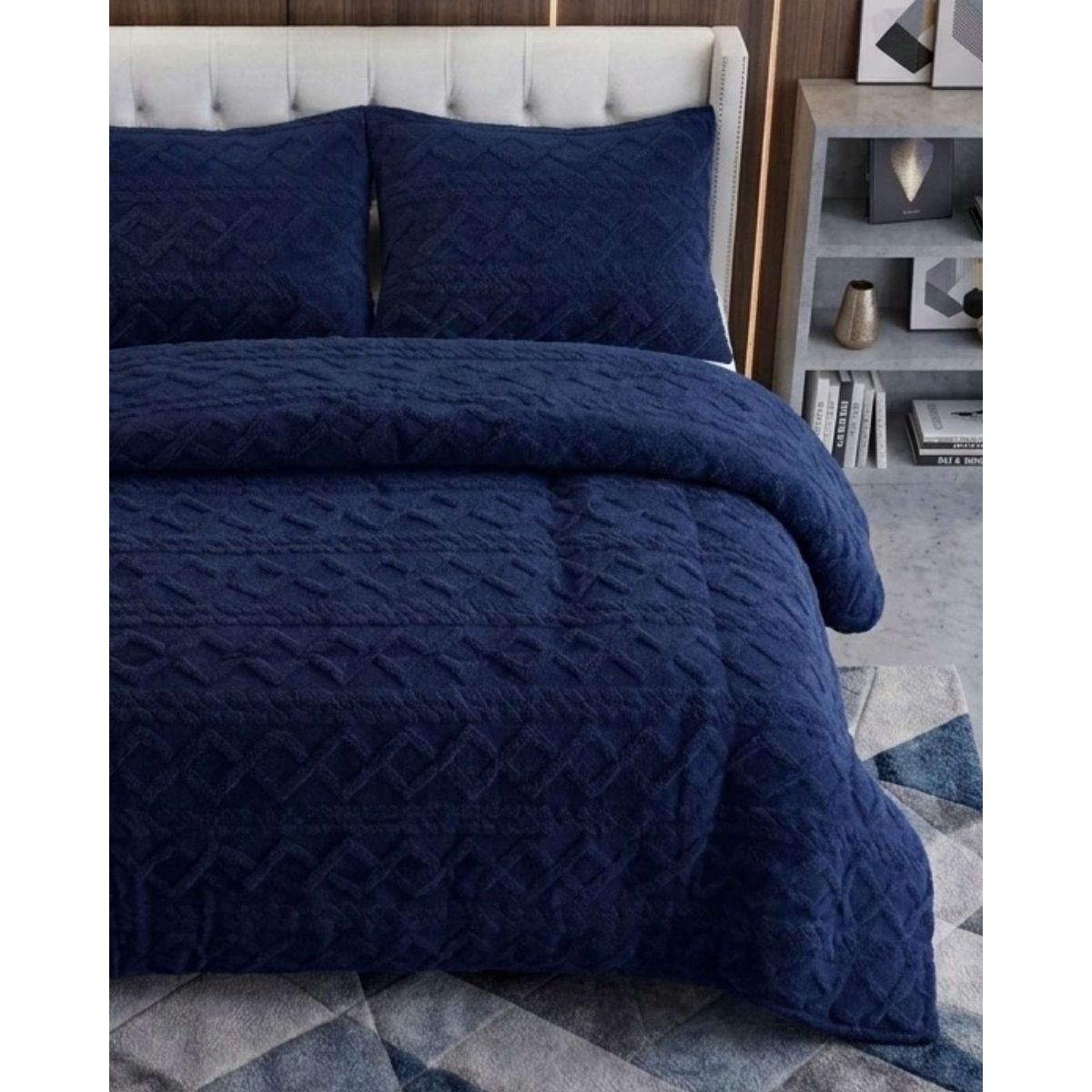 GENERICO - Juego de Cubrecama Sherpa con Relieve Trenzado  2 Plazas
