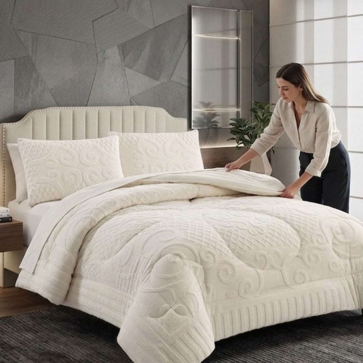 GENERICO - Cubrecama Edredon de Polar Ultra Suave Colección Confort Premium 2 Plazas