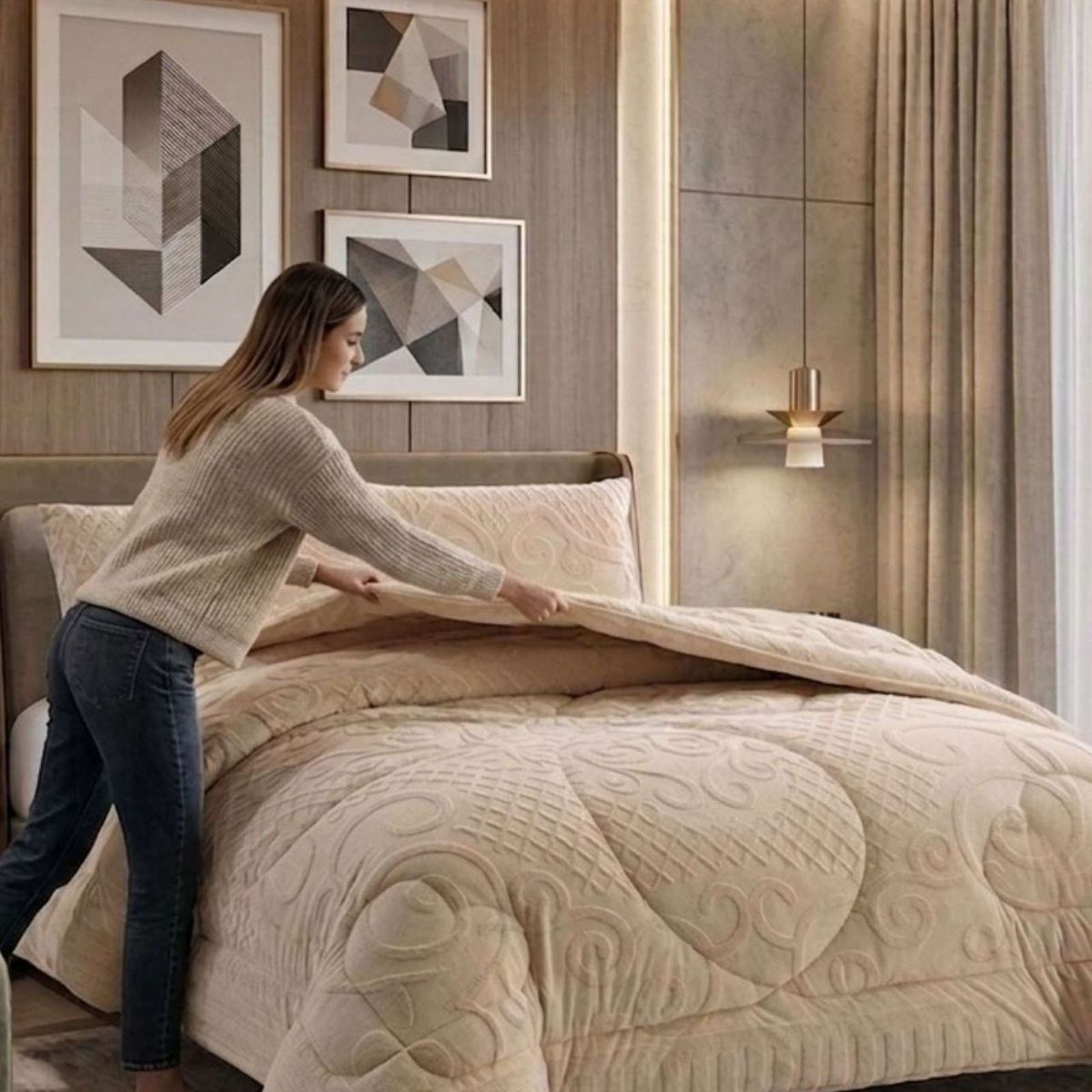 GENERICO - Cubrecama Edredon de Polar Ultra Suave Colección Confort Premium 2 Plazas