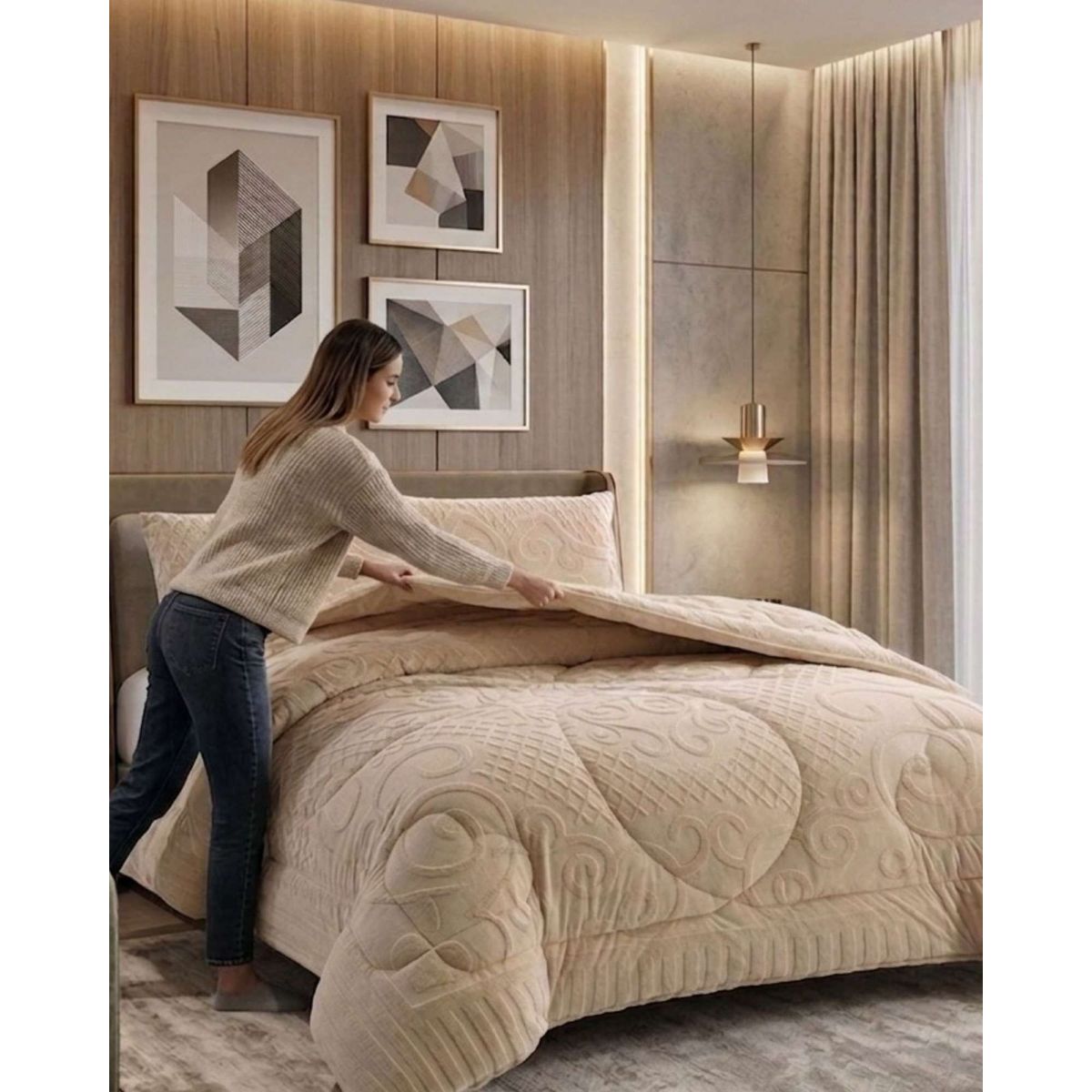 GENERICO - Cubrecama Edredon de Polar Ultra Suave Colección Confort Premium 2 Plazas