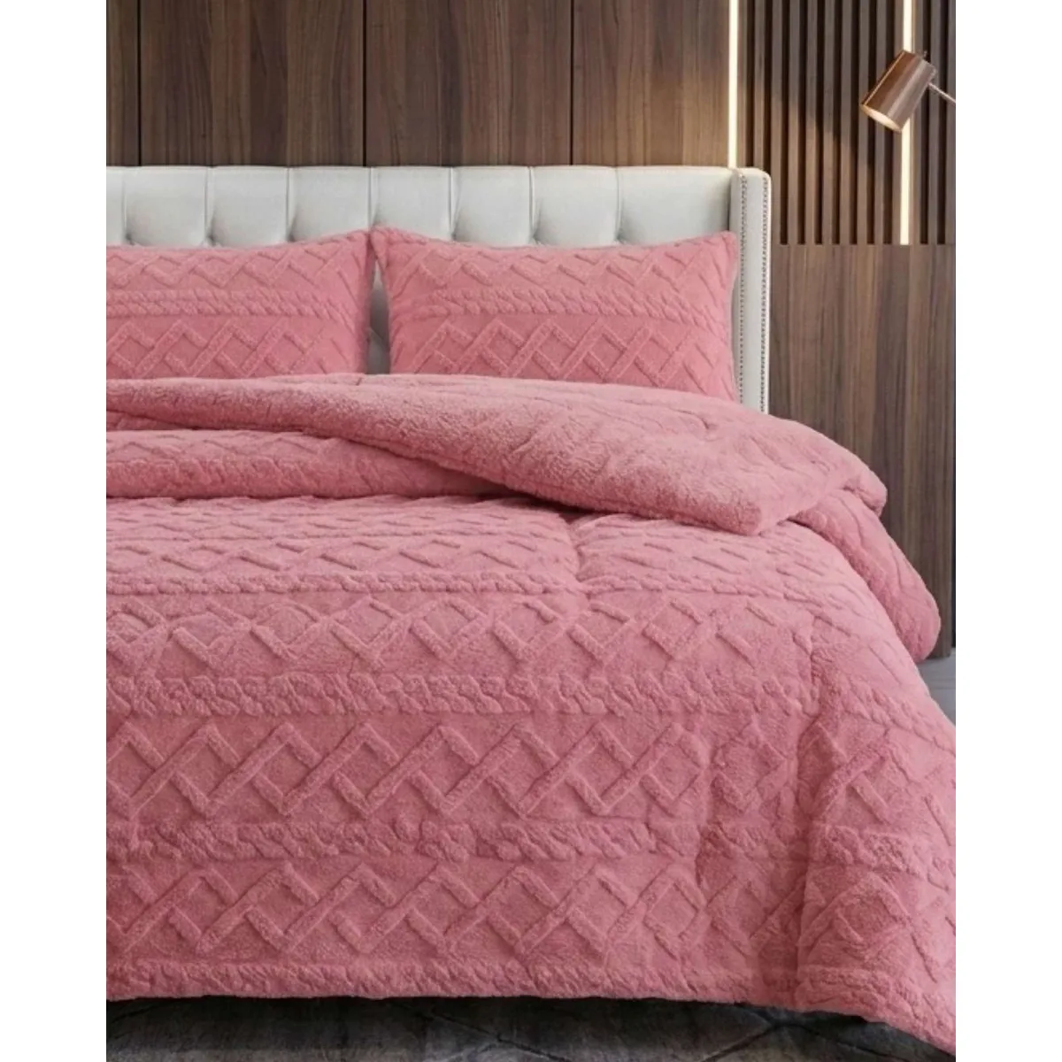 GENERICO - Juego de Cubrecama Sherpa con Relieve Trenzado  2 Plazas