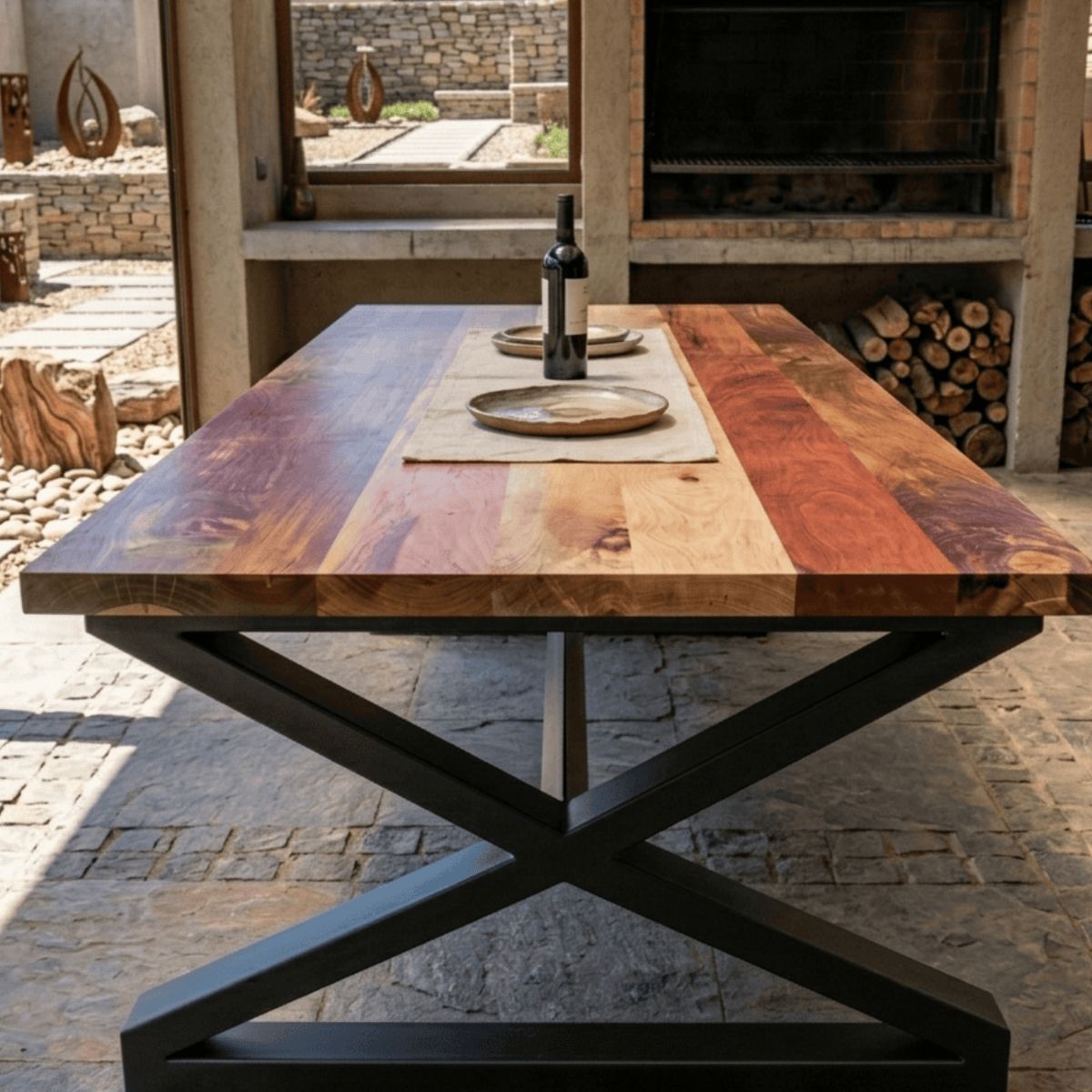 NSCOMPANY - Mesa De Comedor Lombardía de roble 160x90 estructura negra