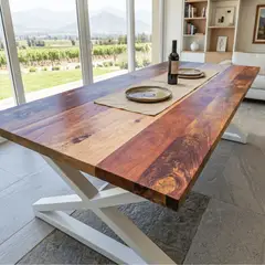 NSCOMPANY - Mesa De Comedor Lombardía de roble 120x70 estructura blanca